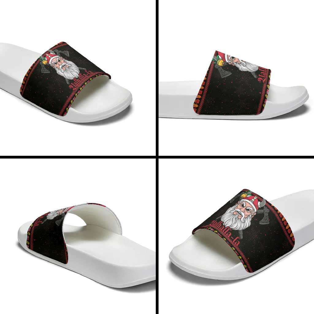 Norway Christmas Slide Sandals Valhalla La La Viking Santa - Wonder Print Shop