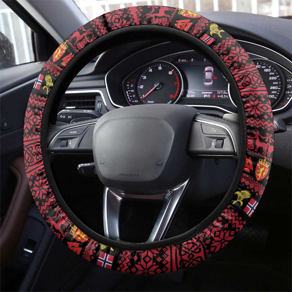 Norway Christmas Steering Wheel Cover Valhalla La La Viking Santa - Wonder Print Shop