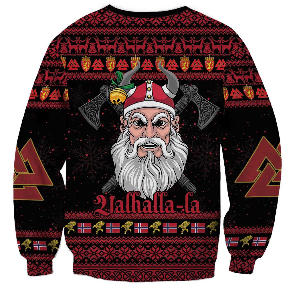 Norway Christmas Sweatshirt Valhalla La La Viking Santa - Wonder Print Shop