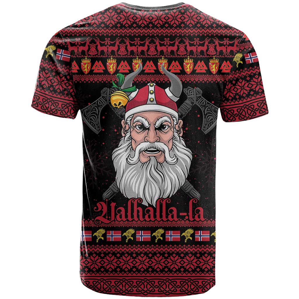 Norway Christmas T Shirt Valhalla La La Viking Santa - Wonder Print Shop