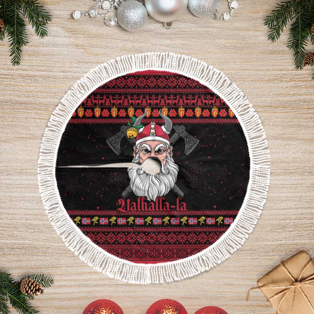 Norway Christmas Tree Skirt Valhalla La La Viking Santa - Wonder Print Shop