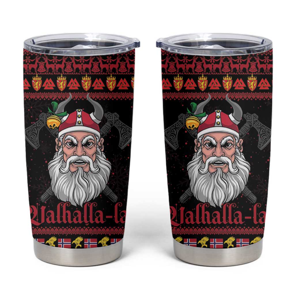 Norway Christmas Tumbler Cup Valhalla La La Viking Santa - Wonder Print Shop