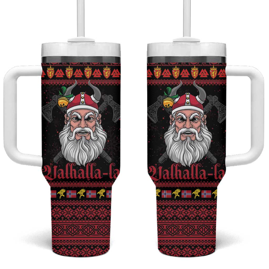 Norway Christmas Tumbler With Handle Valhalla La La Viking Santa - Wonder Print Shop