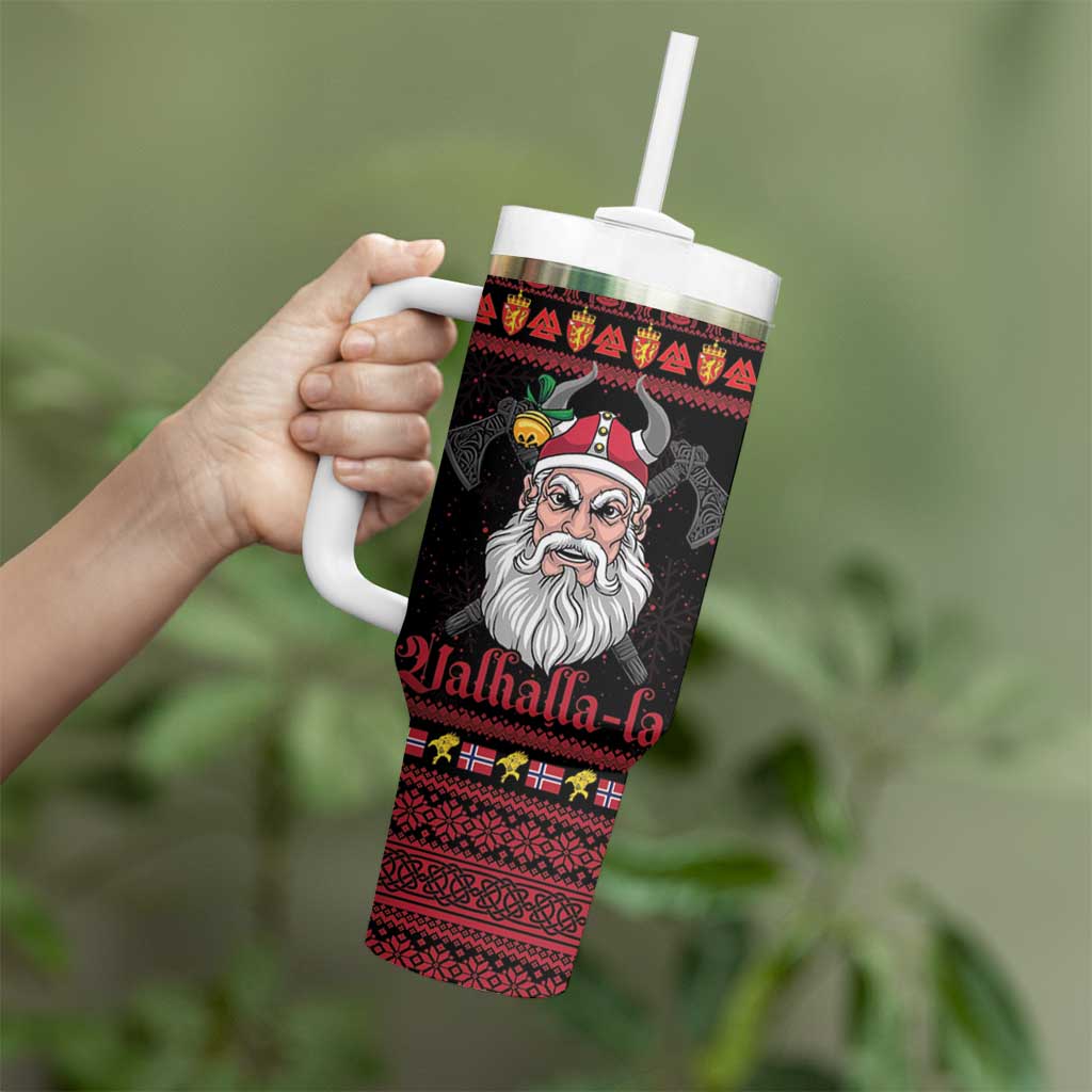 Norway Christmas Tumbler With Handle Valhalla La La Viking Santa - Wonder Print Shop