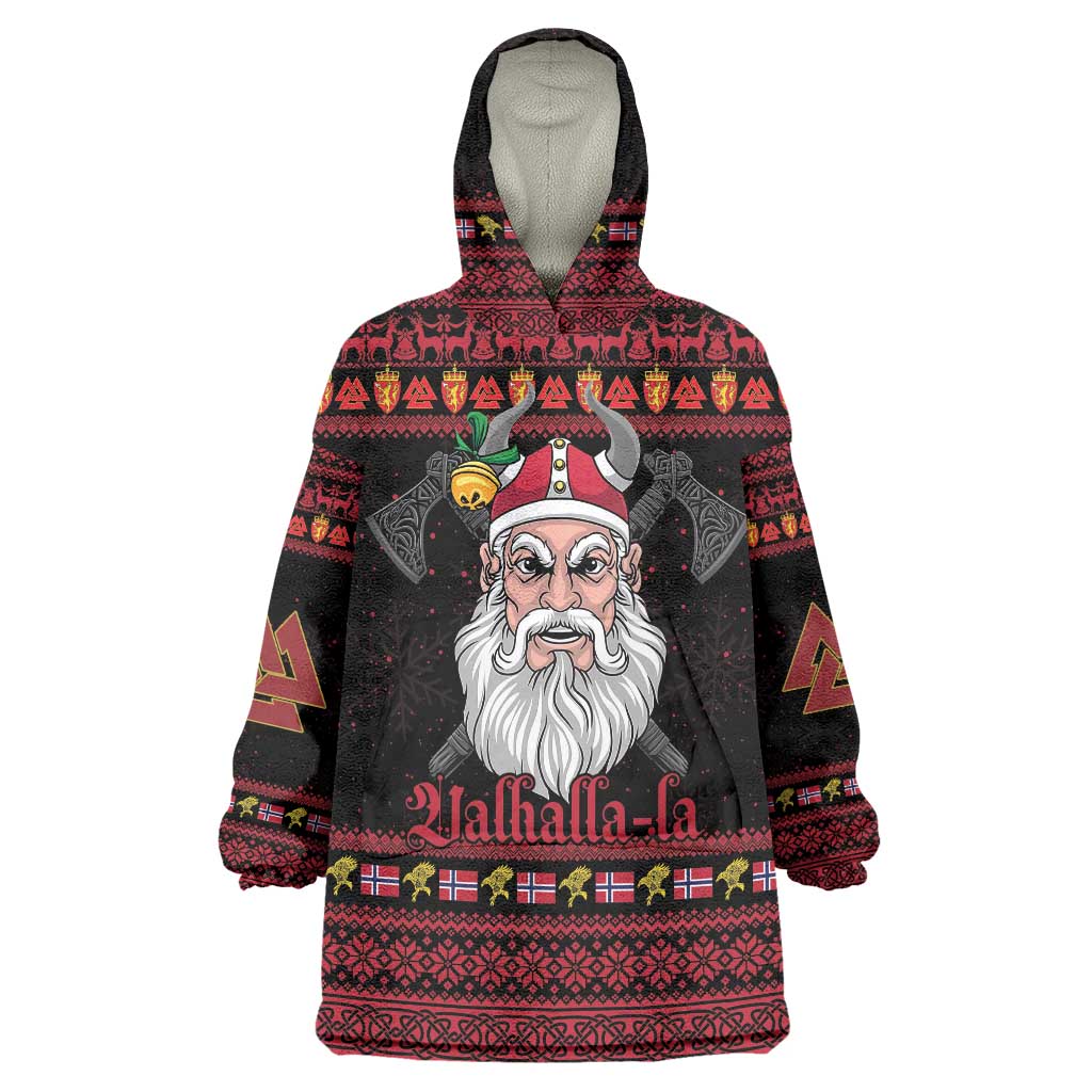 Norway Christmas Wearable Blanket Hoodie Valhalla La La Viking Santa - Wonder Print Shop