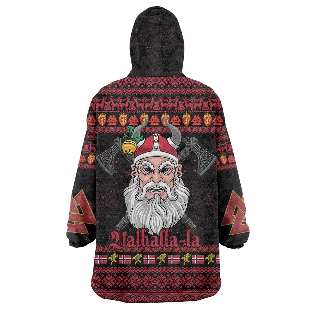 Norway Christmas Wearable Blanket Hoodie Valhalla La La Viking Santa - Wonder Print Shop