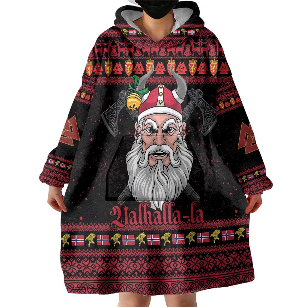 Norway Christmas Wearable Blanket Hoodie Valhalla La La Viking Santa - Wonder Print Shop