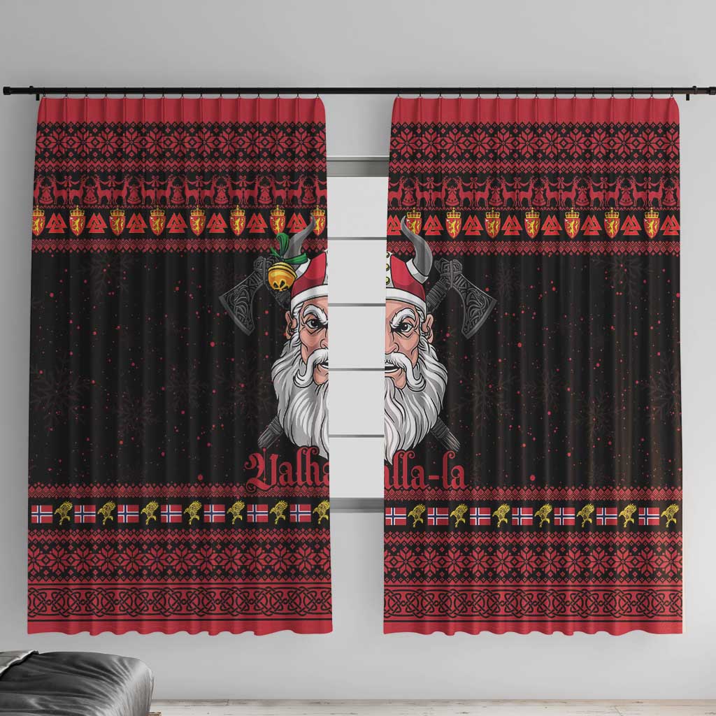 Norway Christmas Window Curtain Valhalla La La Viking Santa - Wonder Print Shop