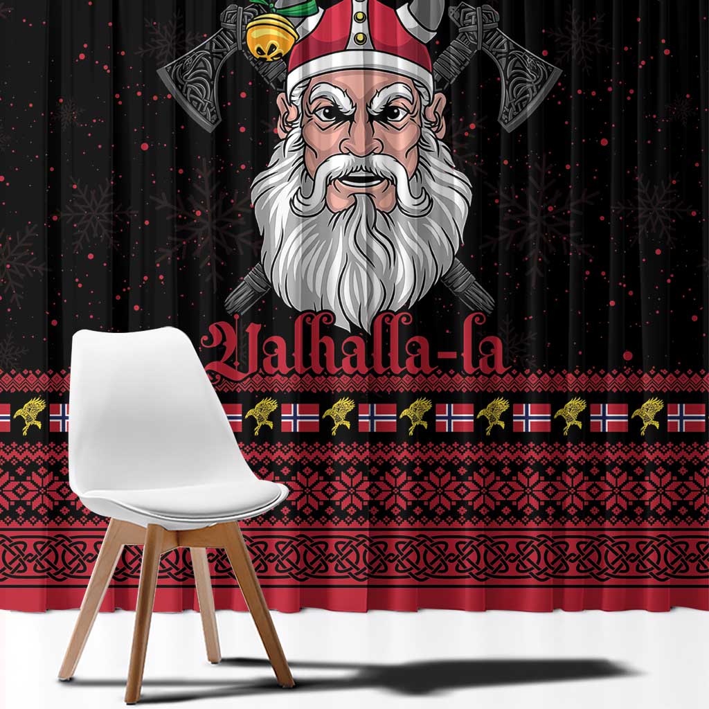 Norway Christmas Window Curtain Valhalla La La Viking Santa - Wonder Print Shop