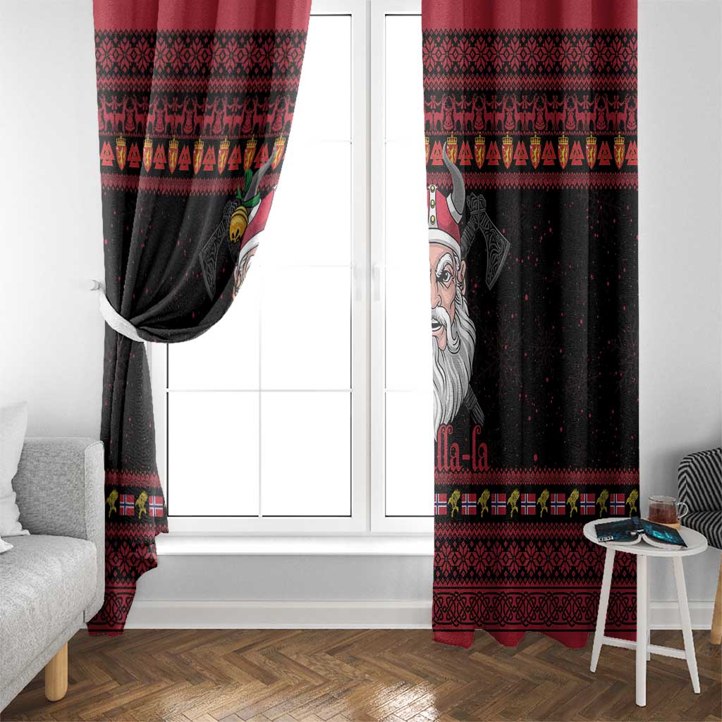 Norway Christmas Window Curtain Valhalla La La Viking Santa - Wonder Print Shop