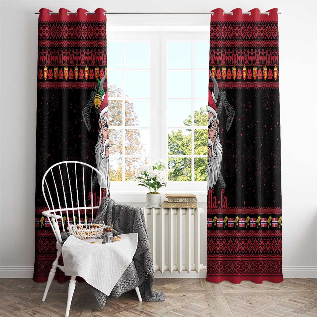 Norway Christmas Window Curtain Valhalla La La Viking Santa - Wonder Print Shop