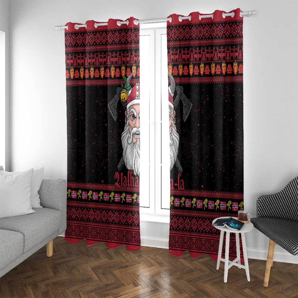 Norway Christmas Window Curtain Valhalla La La Viking Santa - Wonder Print Shop