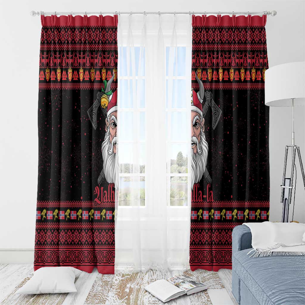 Norway Christmas Window Curtain Valhalla La La Viking Santa - Wonder Print Shop
