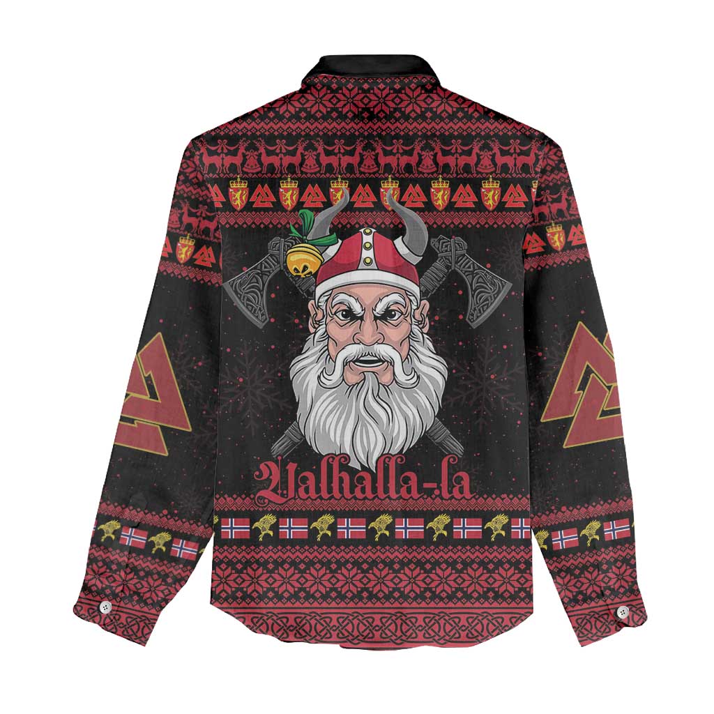 Norway Christmas Women Casual Shirt Valhalla La La Viking Santa - Wonder Print Shop