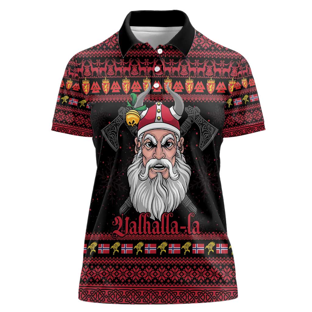 Norway Christmas Women Polo Shirt Valhalla La La Viking Santa - Wonder Print Shop