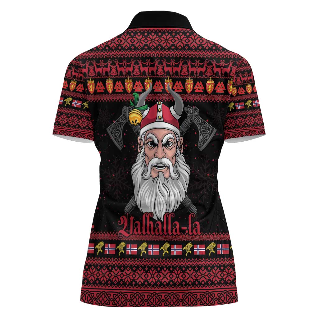Norway Christmas Women Polo Shirt Valhalla La La Viking Santa - Wonder Print Shop