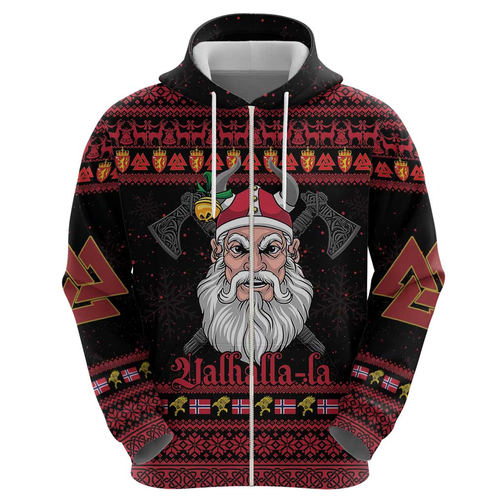 Norway Christmas Zip Hoodie Valhalla La La Viking Santa - Wonder Print Shop