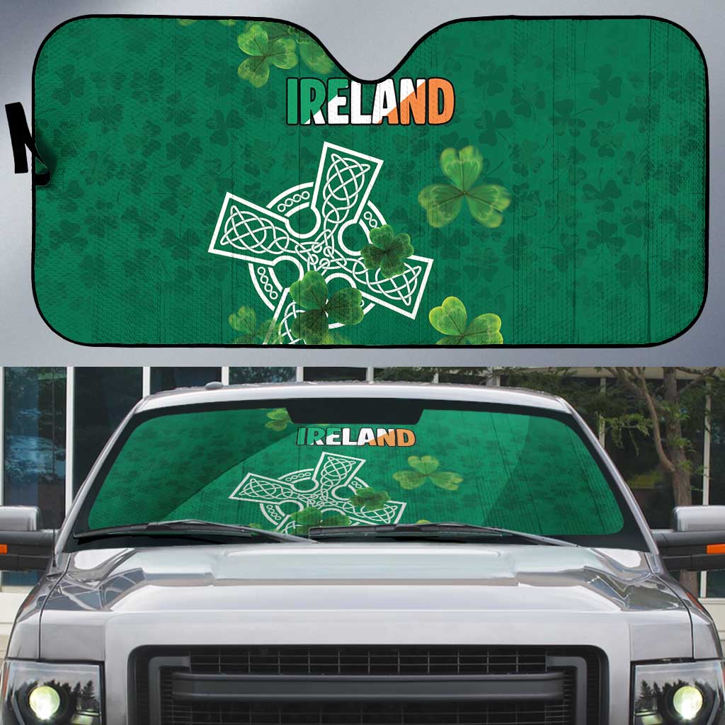 Ireland Cross Celtic Auto Sun Shade Irish Pride Shamrock - Wonder Print Shop