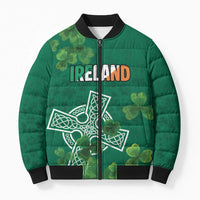Ireland Cross Celtic Personalized Bomber Puffer Jacket Irish Pride Shamrock - Wonder Print Shop