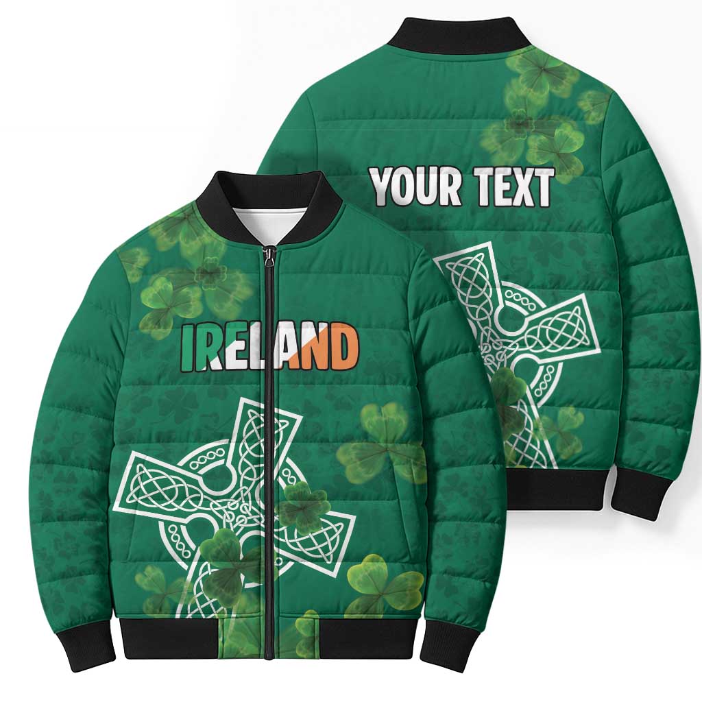 Ireland Cross Celtic Personalized Bomber Puffer Jacket Irish Pride Shamrock - Wonder Print Shop