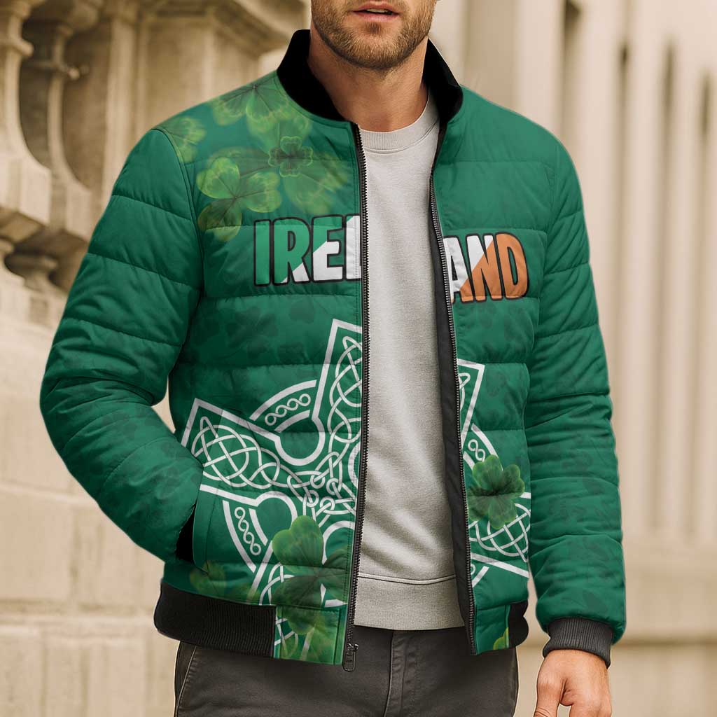 Ireland Cross Celtic Personalized Bomber Puffer Jacket Irish Pride Shamrock - Wonder Print Shop