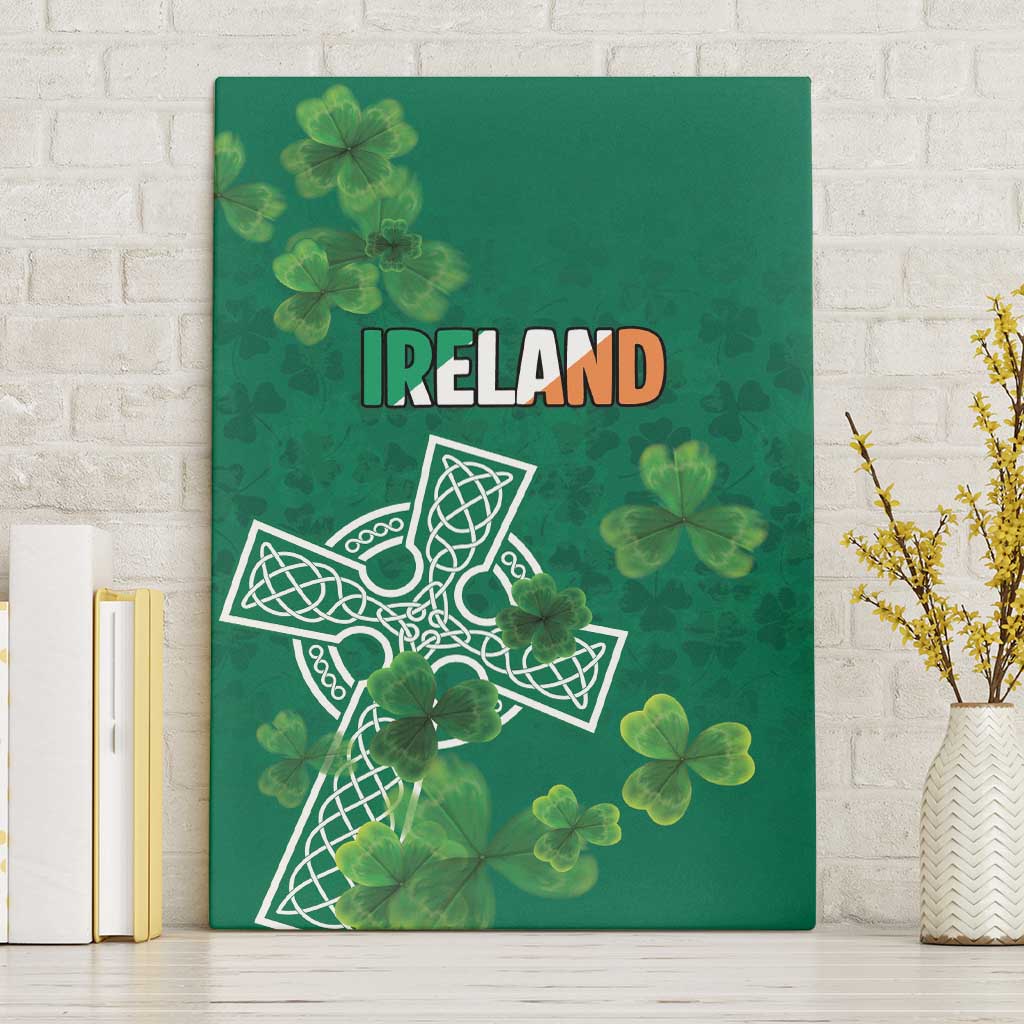 Ireland Cross Celtic Canvas Wall Art Irish Pride Shamrock - Wonder Print Shop