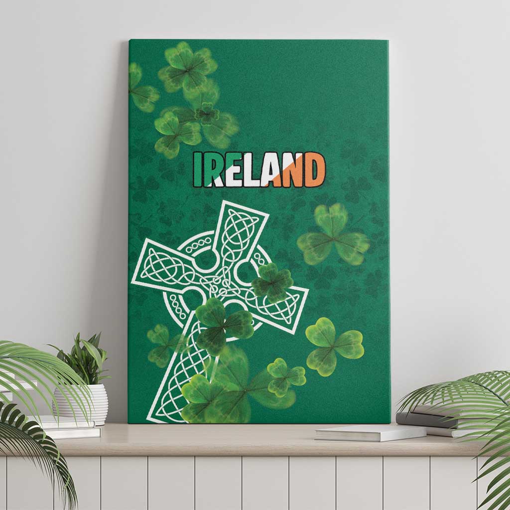 Ireland Cross Celtic Canvas Wall Art Irish Pride Shamrock - Wonder Print Shop