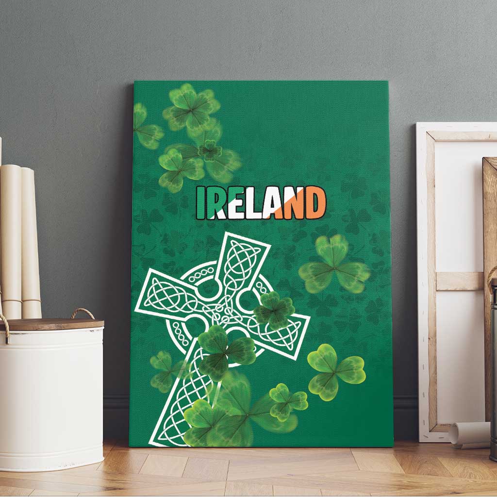Ireland Cross Celtic Canvas Wall Art Irish Pride Shamrock - Wonder Print Shop