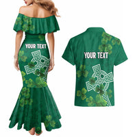 Ireland Cross Celtic Personalized Couples Matching Mermaid Dress and Hawaiian Shirt Irish Pride Shamrock - Wonder Print Shop