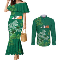 Ireland Cross Celtic Personalized Couples Matching Mermaid Dress and Long Sleeve Button Shirt Irish Pride Shamrock - Wonder Print Shop