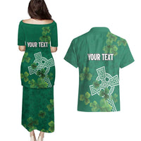 Ireland Cross Celtic Personalized Couples Matching Puletasi and Hawaiian Shirt Irish Pride Shamrock - Wonder Print Shop