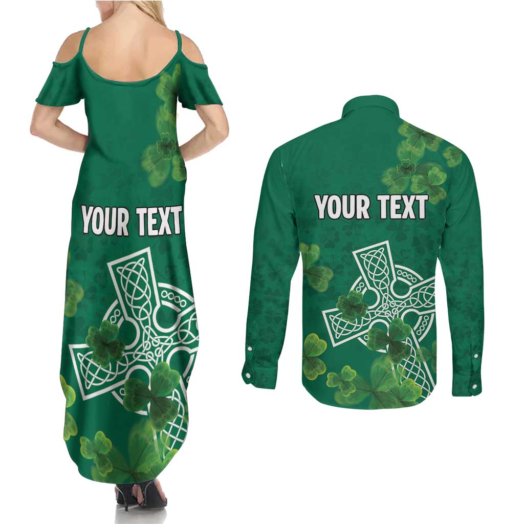 Ireland Cross Celtic Personalized Couples Matching Summer Maxi Dress and Long Sleeve Button Shirt Irish Pride Shamrock - Wonder Print Shop
