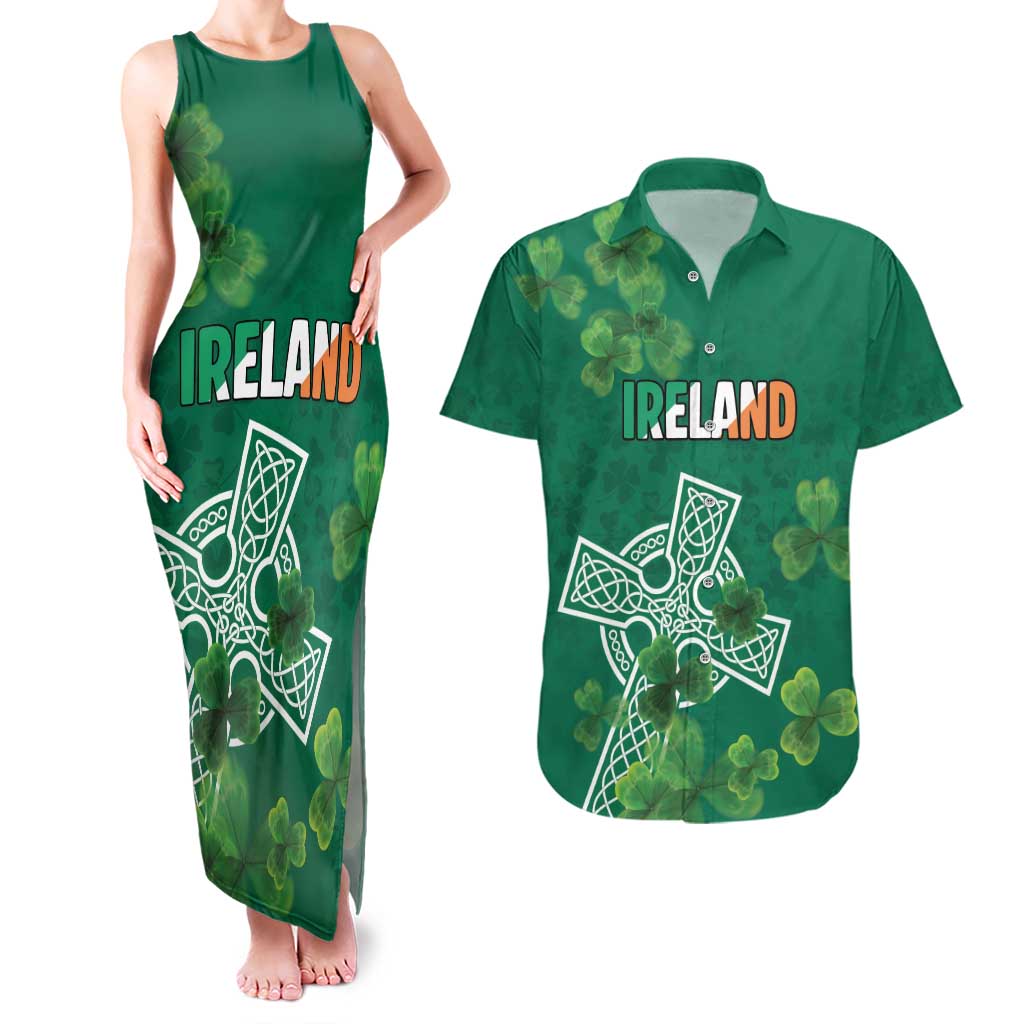 Ireland Cross Celtic Personalized Couples Matching Tank Maxi Dress and Hawaiian Shirt Irish Pride Shamrock - Wonder Print Shop