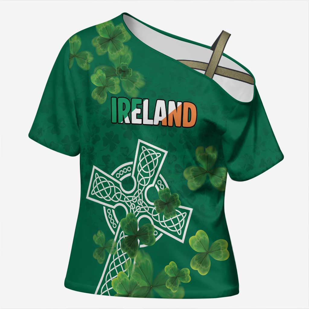Ireland Cross Celtic Personalized Cross Shoulder Shirt Irish Pride Shamrock - Wonder Print Shop