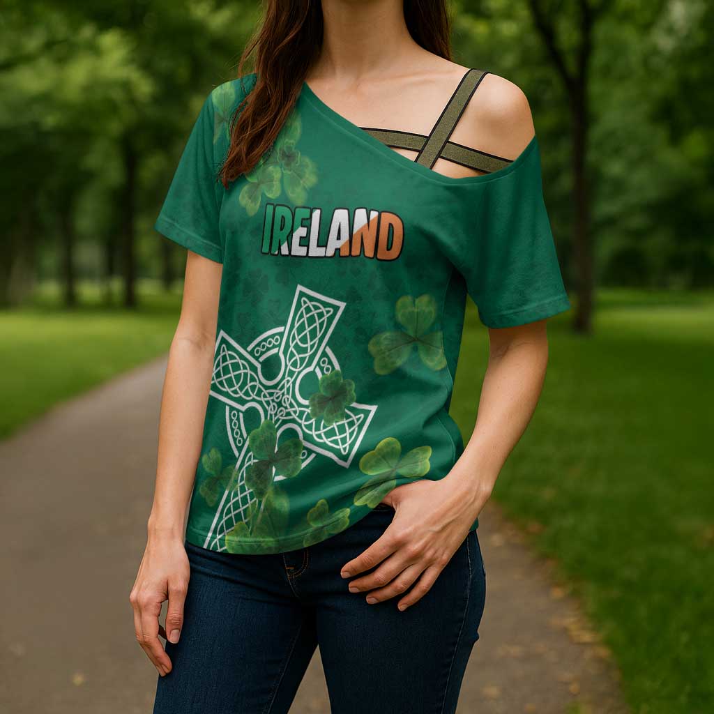 Ireland Cross Celtic Personalized Cross Shoulder Shirt Irish Pride Shamrock - Wonder Print Shop