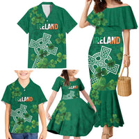 Ireland Cross Celtic Personalized Family Matching Mermaid Dress and Hawaiian Shirt Irish Pride Shamrock - Wonder Print Shop