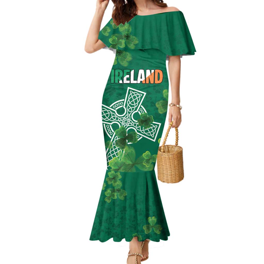 Ireland Cross Celtic Personalized Family Matching Mermaid Dress and Hawaiian Shirt Irish Pride Shamrock - Wonder Print Shop