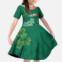 Ireland Cross Celtic Personalized Family Matching Off The Shoulder Long Sleeve Dress and Hawaiian Shirt Irish Pride Shamrock - Wonder Print Shop