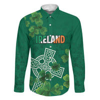 Ireland Cross Celtic Personalized Family Matching Off The Shoulder Long Sleeve Dress and Hawaiian Shirt Irish Pride Shamrock - Wonder Print Shop