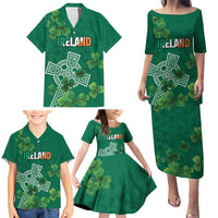 Ireland Cross Celtic Personalized Family Matching Puletasi and Hawaiian Shirt Irish Pride Shamrock - Wonder Print Shop