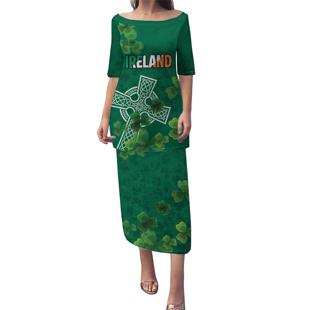 Ireland Cross Celtic Personalized Family Matching Puletasi and Hawaiian Shirt Irish Pride Shamrock - Wonder Print Shop