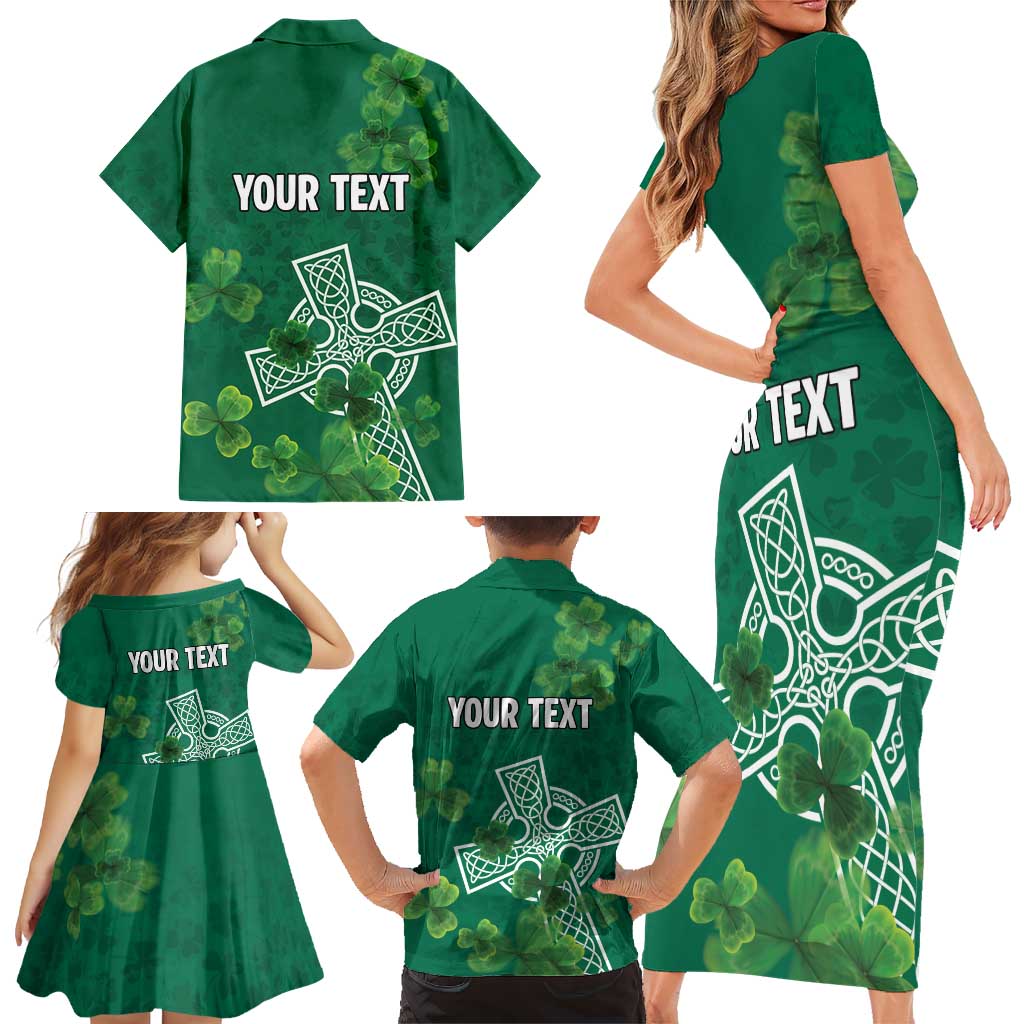 Ireland Cross Celtic Personalized Family Matching Short Sleeve Bodycon Dress and Hawaiian Shirt Irish Pride Shamrock - Wonder Print Shop