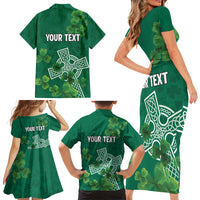 Ireland Cross Celtic Personalized Family Matching Short Sleeve Bodycon Dress and Hawaiian Shirt Irish Pride Shamrock - Wonder Print Shop