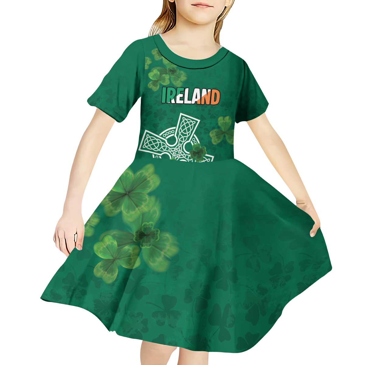 Ireland Cross Celtic Personalized Kid Short Sleeve Dress Irish Pride Shamrock - Wonder Print Shop