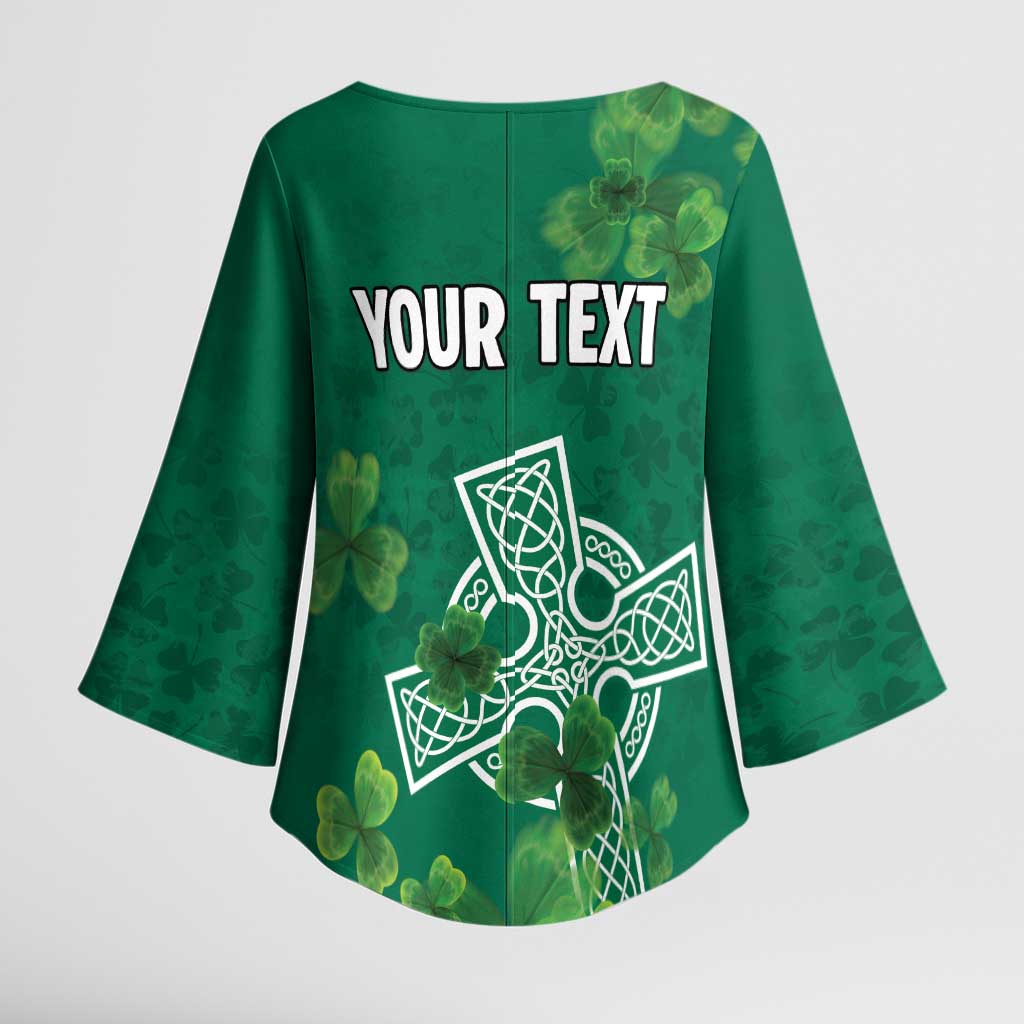 Ireland Cross Celtic Personalized Kimono Sleeve Blouse Irish Pride Shamrock - Wonder Print Shop