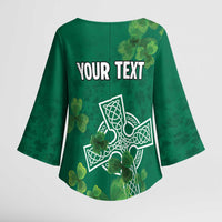 Ireland Cross Celtic Personalized Kimono Sleeve Blouse Irish Pride Shamrock - Wonder Print Shop