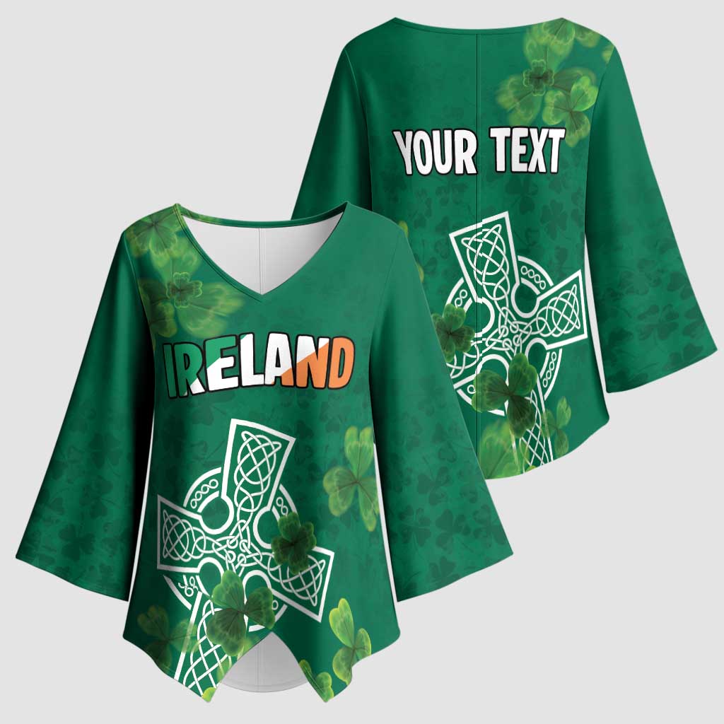 Ireland Cross Celtic Personalized Kimono Sleeve Blouse Irish Pride Shamrock - Wonder Print Shop