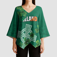 Ireland Cross Celtic Personalized Kimono Sleeve Blouse Irish Pride Shamrock - Wonder Print Shop