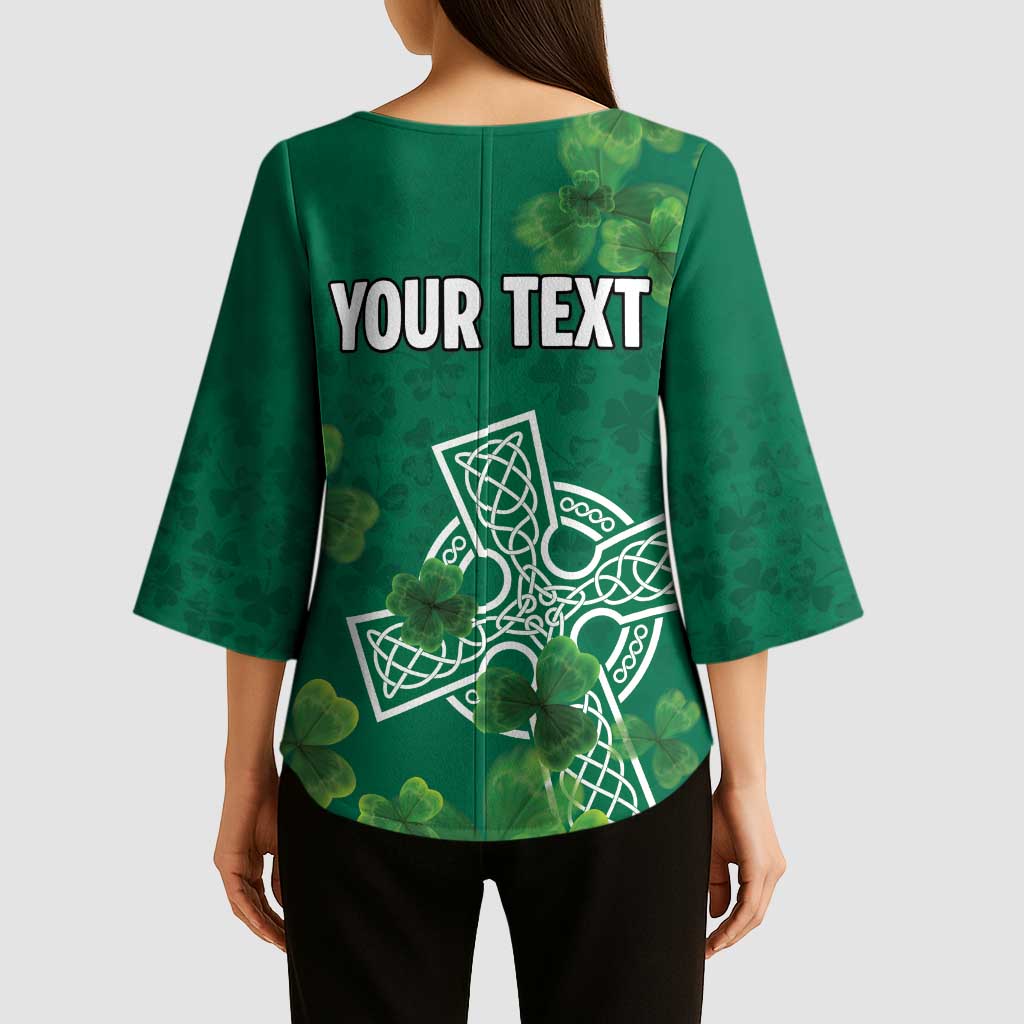 Ireland Cross Celtic Personalized Kimono Sleeve Blouse Irish Pride Shamrock - Wonder Print Shop