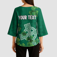 Ireland Cross Celtic Personalized Kimono Sleeve Blouse Irish Pride Shamrock - Wonder Print Shop